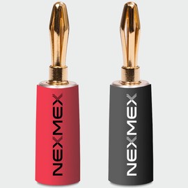 NEXMEX Banana Plugs with Heat Shrink Tubing - 2 Pieces Plugs as a Set - Connectors 24K Gold-Plated for Speaker Cable - for Hi-Fi Receiver Amplifier
