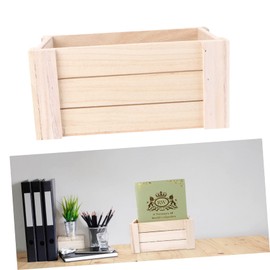 Outanaya Medium Wooden Storage Basket for Desk Small Bin Home and Office Organization Vintage Style
