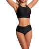 Aquarti Women's Bikini Bottoms High Waist with Turn-Up Waistband Bottom,