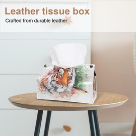 2 Pack Tissue Box Cover Holder, Ancient Egyptian Deities Rectangle Leather Tissue Case, Decorative Organizer for Tabletop, Bathroom, Car, Office