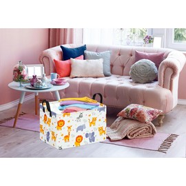 HUAYEE Rectangle Zoo Pattern Gift Basket Storage Bin Laundry Hamper Storage Organization Box Nursery Hamper for Clothes with Handles