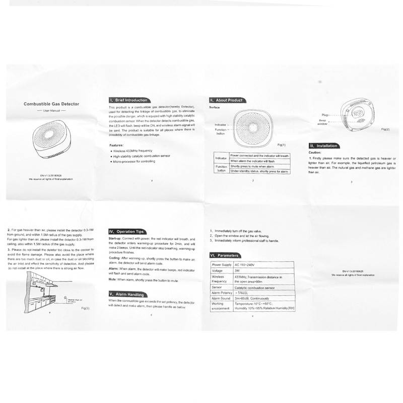 Combustible Gas Leak Detector Built in Speaker Smart Gas Alarm