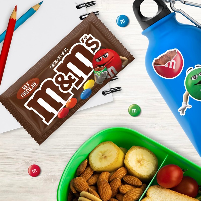 M&M'S Milk Chocolate Candy, Full Size 1.69 oz Bag, Pack