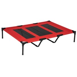 48" X 36" Elevated Breathable Dog Bed Portable Pet Cot W/ Carry Bag Metal Frame Breathable Mesh Indoor and Outdoor RedColor: Red