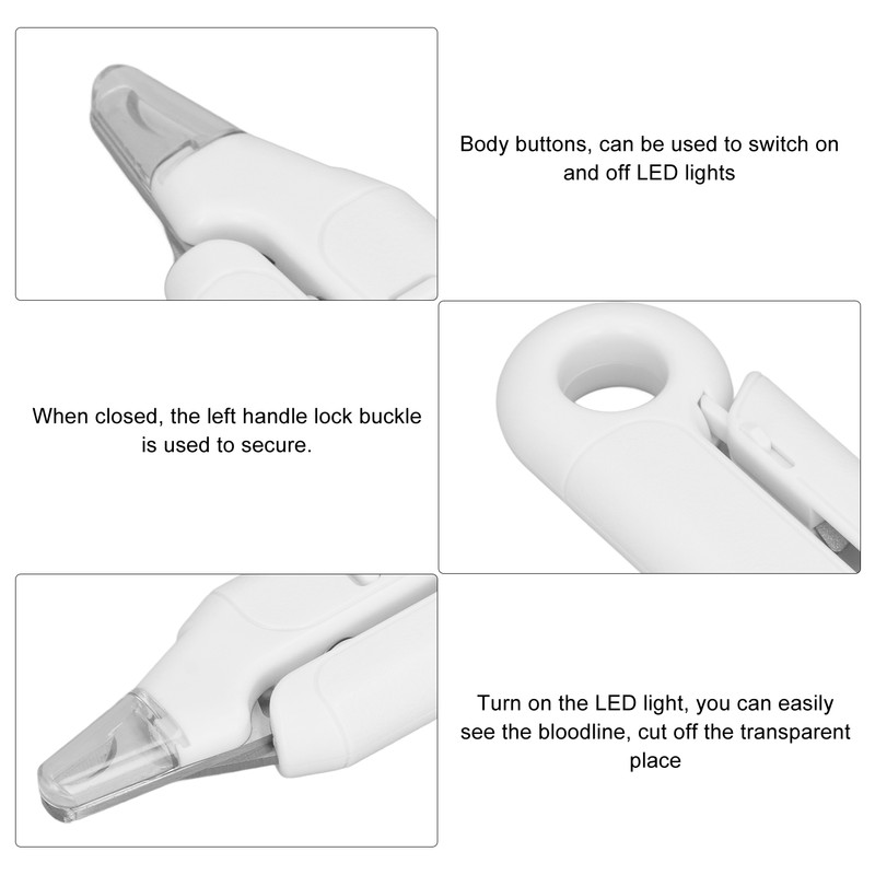 Pet Nail Clipper LED Light Safety Lock Ergonomic Dog Cat