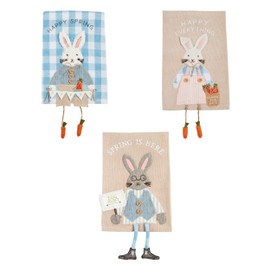 Mud Pie Easter Dangle Towels, Happy Spring; 14" x 21"