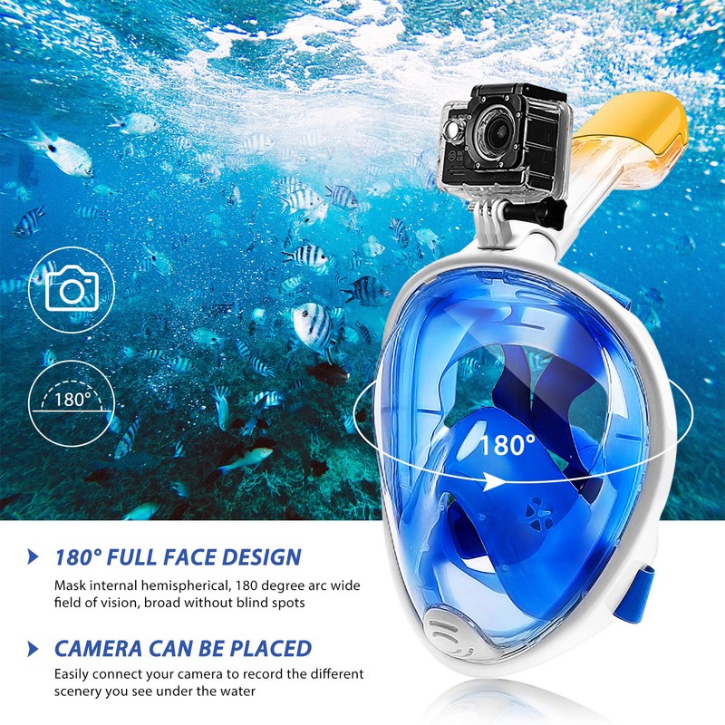 HEARTST Snorkel Mask, New Full Face, 180° Ultra Wide Angle,