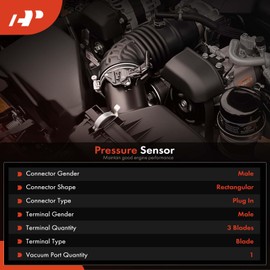 A-Premium Fuel Pressure Sensor [4 Pins] Compatible with Volvo, International, Autocar, Kenworth, Mack & Peterbilt Models - VNL, T270, T370, T600, T680, W900, PROSTAR, CV700, GU400, 320, 337, 348, 365
