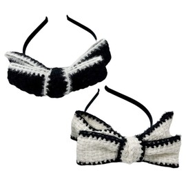 PACKOVE 2Pcs Big Bow Hairband for Women Chic Bowknot Headbands Stylish Hair Accessories Elegant Black and White Design for Daily Wear and Parties