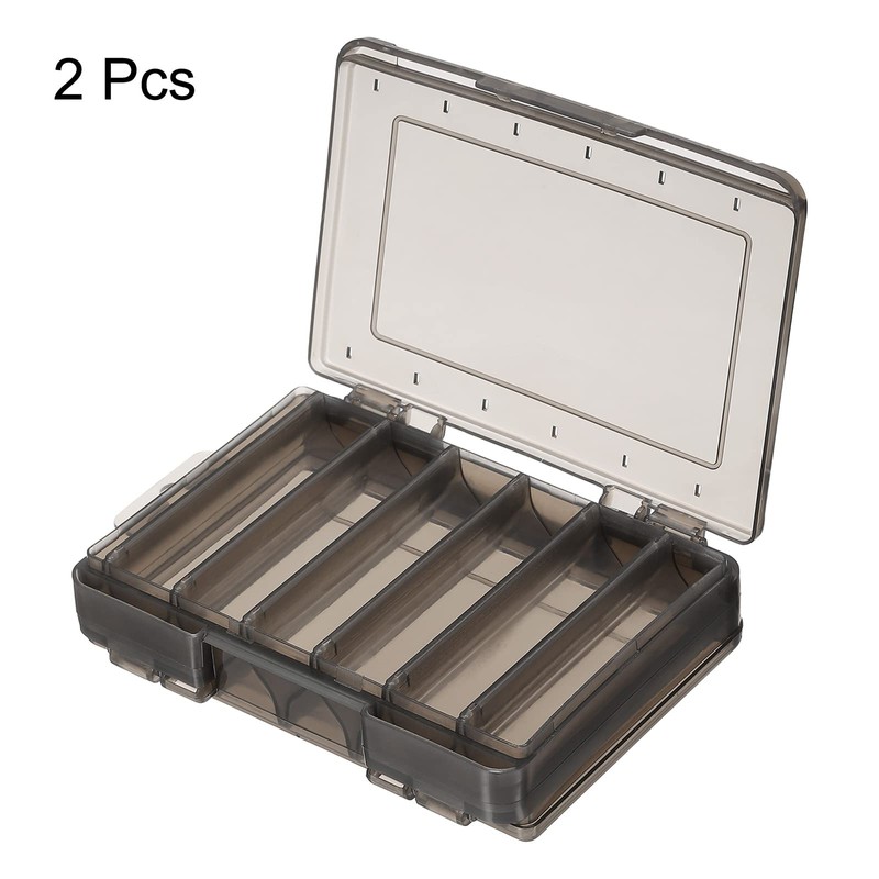 PATIKIL Fishing Lure Storage Box 2 Pack Plastic Two Sided