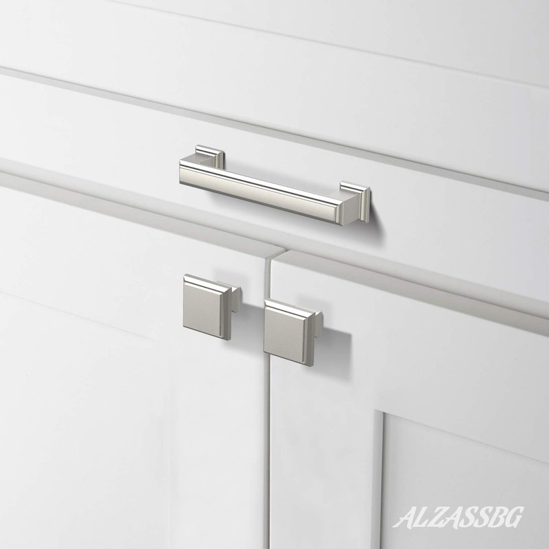 Alzassbg 10 Pack Brushed Satin Nickel Cabinet Knobs, 1.3 Inch(32mm)