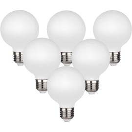 KGC LED Edison Globe Light Bulbs, Warm White 2700K CRI 90, LED Filament Light Bulb, 5W Equivalent to 40W, G25(G80) Dimmable LED Bulbs, Milky Glass, Bathroom Vanity Mirror, Pack of 6