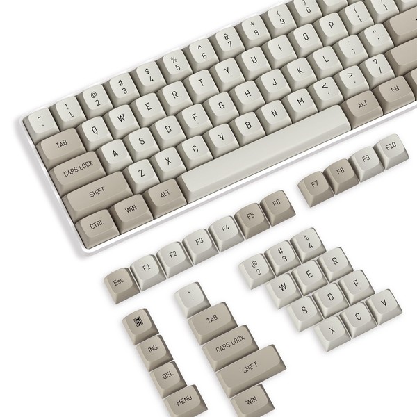 PBT Keycaps 110 Keys OEM Profile Double-Shot Full Keycap Set ANSI Layout for Mechanical Keyboard, Spheric Top, Compatible with MX Switches Cherry/Gateron/Kailh/Akko Switch (Milk Coffee, Only Keycaps)
