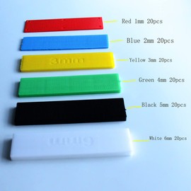 Lokatall 120pcs Assorted Window Glazing Glass Flat Plastic Packers, Window Door Flooring Glazing Frame Packer Shims Spacers, Several Sizes 1-6mm, 6 Colors