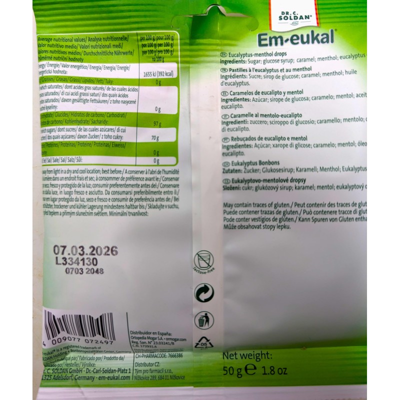Generic Soothing Eucalyptus Symphony: Dr. Soldan's Em-Eukal Lozenges (50g) -