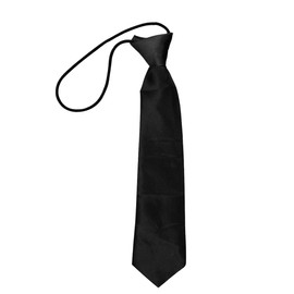 Luckious Children's Tie - Solid Color Elastic Children's Tie For School, Fashion, Wedding (Black)