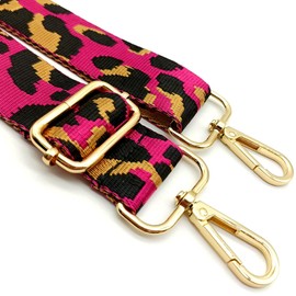 Adjustable Shoulder Strap Bag, Pink, Bag Straps for Changing, Bag Strap Wide with Carabiner Gold, 80-130 cm Shoulder Strap for Women's Shoulder Bags, Modern Handbag Accessories, 3.8 cm, 17