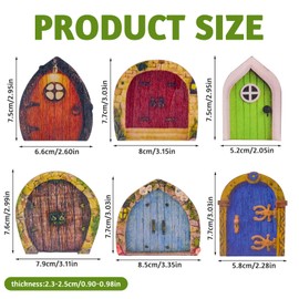 Cisolen 6 Pieces Fairy Door Miniature Wooden Fairy Garden Door Set 2D Miniature Elf Doors Wooden Fairy Garden Accessories for Tree Garden Decorations For Trees Yard Dollhouse