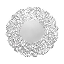 sourcing map 200 Pcs Round Paper Doilies, 3.3 Inch Disposable Lace Doilies for Food Tableware Parties Weddings Birthday, Silver