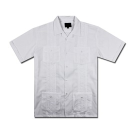 Maximos by R & B New Guayabera Kids Boys Cuban Latino Style Wedding Button Down Dress Shirt (16, White)