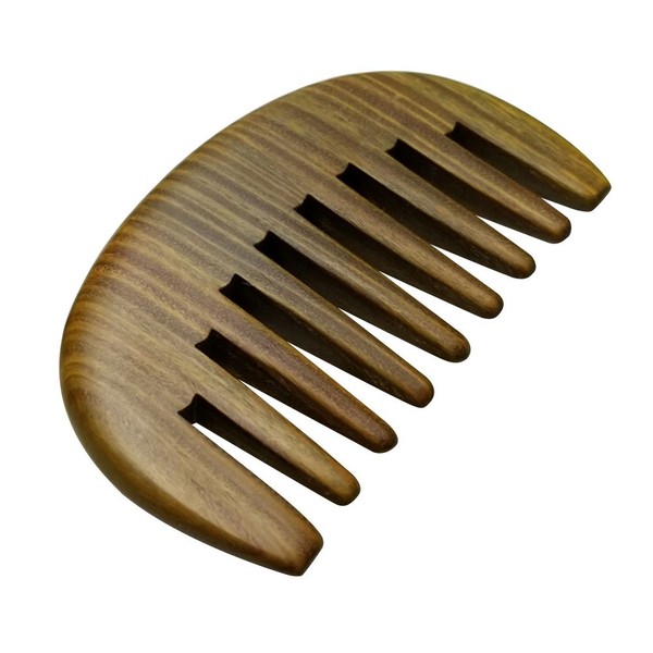 Qchomee Wide Tooth Wood Comb Green Sandalwood Comb Antistatic Handmade Comb Hair Comb Hairdressing Comb with Coarse Teeth for Women, Girls or Children