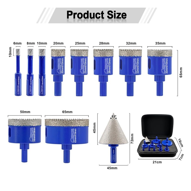 SHDIATOOL Diamond Drill Core Bits Kit, Hole Saw Sets, Diamond
