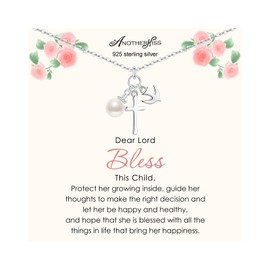 AnotherKiss Sterling Silver Cross Necklace for Girls, Baptism Gifts, First Communion Gifts for Girls, Cross Jewelry with Pearl, Confirmation Gifts for Teenage Girl