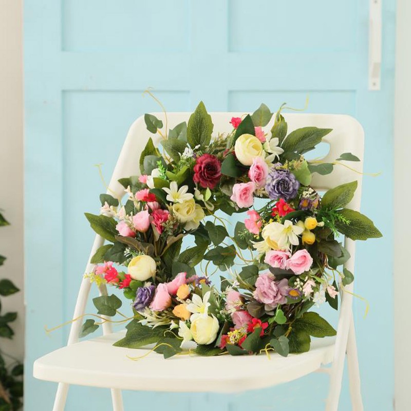 European Simulation Spring Wreath Artificial Flower Lintel Wreath Hanging Decoration
