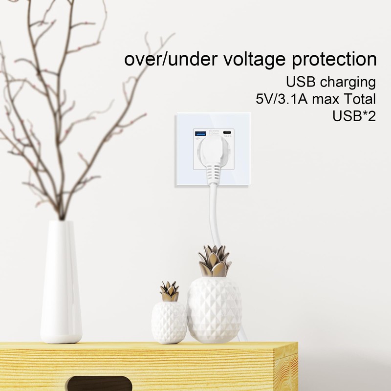 JIMEIDA Single Socket with USB 20 W Fast Charging White,