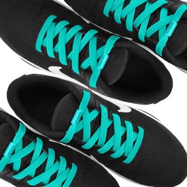 RJ-Sport 2 Pairs of Flat Shoelaces without Tying - Elastic Shoelaces with Quick Release - Quick Lacing System for Unique Comfort and Strong Hold - with Metal Capsules, aquamarine, 120