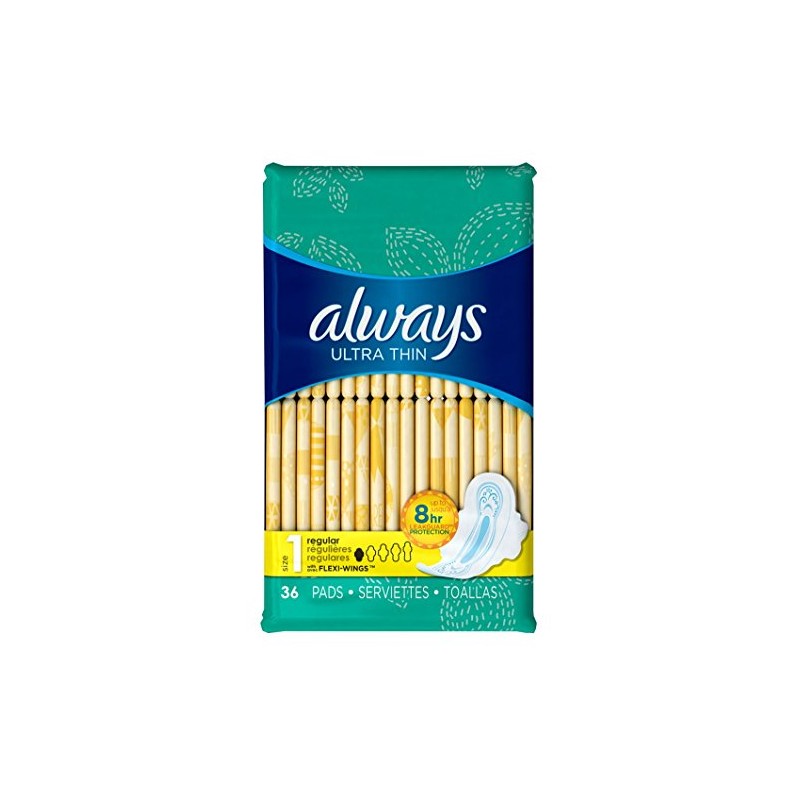 Always Pads Ultra Thin Size 1-36 Count Regular (6 Pack)