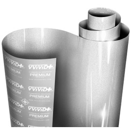 VViViD+ Ultra Gloss Silver Metallic Vinyl Car Wrap Premium Paint Replacement Film Roll with Nano Air Release Technology, Stretchable Protective Cap Liner, Self Adhesive, Indoor Outdoor (1.5ft x 5ft)