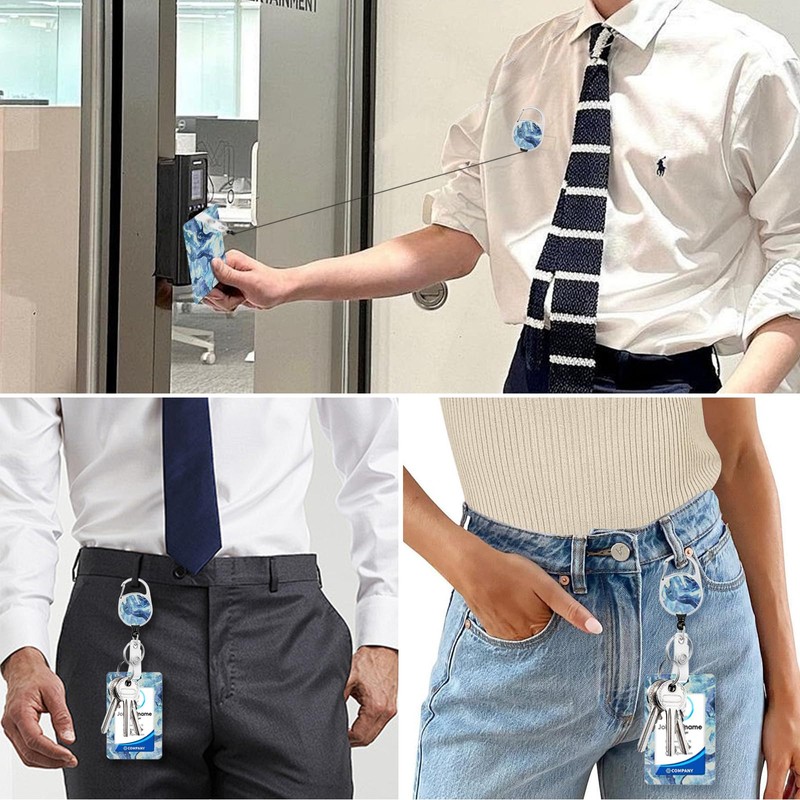 JKDHJK ID Card Holder with Strap, Card Holder with Rotating