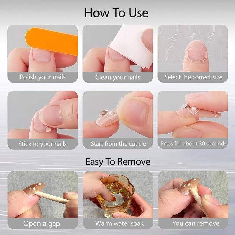 4th of July Press on Nails Almond Fake Nails with