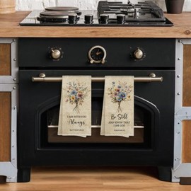 Sviojuce Vintage Floral Christian Bible Verse Kitchen Towels Decorative 16x24 Set of 2, Flower Scripture Dish Towels Cloths Dishcloths Tea Towel Gifts, Matthew Psalm Bathroom Kitchen Hand Towel Decor