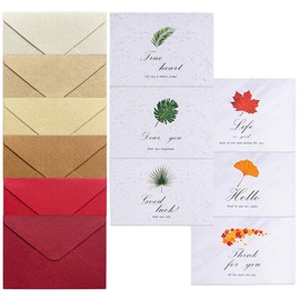 DEVENTORZ Message Cards, Appreciation Cards, Simple Envelopes, 6 Colors, Celebration Cards, Plant Patterns, Envelopes Included, Invitations, Weddings, Anniversaries, Work, Present, Envelope Set, Total