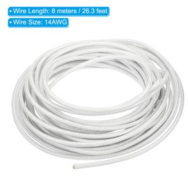 PATIKIL 26.3Ft 14AWG High Temperature Wire, -60-350 Degrees Celsius Mica Glass Fiber Electronic Wire Insulated Heat Resistant Electronical Flexible Cable for Lamp Boiler Heater, White