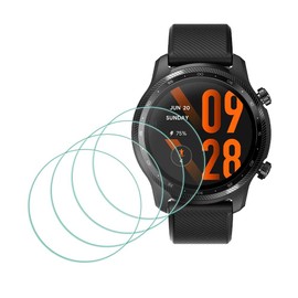 MTHGH Protector de pantalla para TicWatch Pro 5/ Pro 3/ Pro 3 Ultra [4 Pack], Cristal templado 9H Dureza Antirayaduras Sensible al tacto Película sin burbujas Cubierta protectora ultrafina