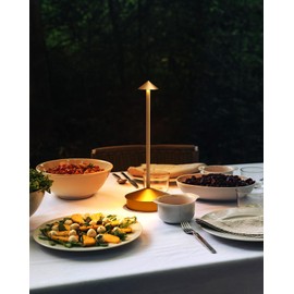 2 Pack Aluminum Cordless Table Lamp, 6000mAh Rechargeable Table Lamps, Portable Touch LED Lamp, Outdoor Waterproof Dimmable Cordless Rechargeable Table Lamps for Restaurant/Patio- Black (BK-Black)