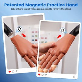Wilfniee Practice Hand for Acrylic Nails: Magnetic Nail Practice Hand Flexible Fake Hand For Nail Practice Movable Manicure Hand Practice with 100PCS Nail Tips