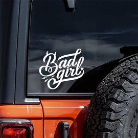 2PCS Bad Girl Funny Car Decal, 5.91"x5.31", Durable & Easy-to-Apply Stickers for Cars, Motorcycles, Windows, Trucks, Laptop - Waterproof Vinyl Stickers |#AZ257 (White)