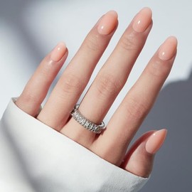 modelones Kit de uñas postizas semitransparentes ovaladas con pegamento, adhesivos, lima, almohadilla de preparación y palito de manicura, 32 unidades