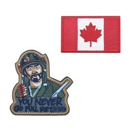 2Pcs Military Patches Canada Flag Patch Never Go Full Humor Embroidered Patches, Hook and Loop Tactical Patches Morale Patches for Clothes Jackets Backpack Hats