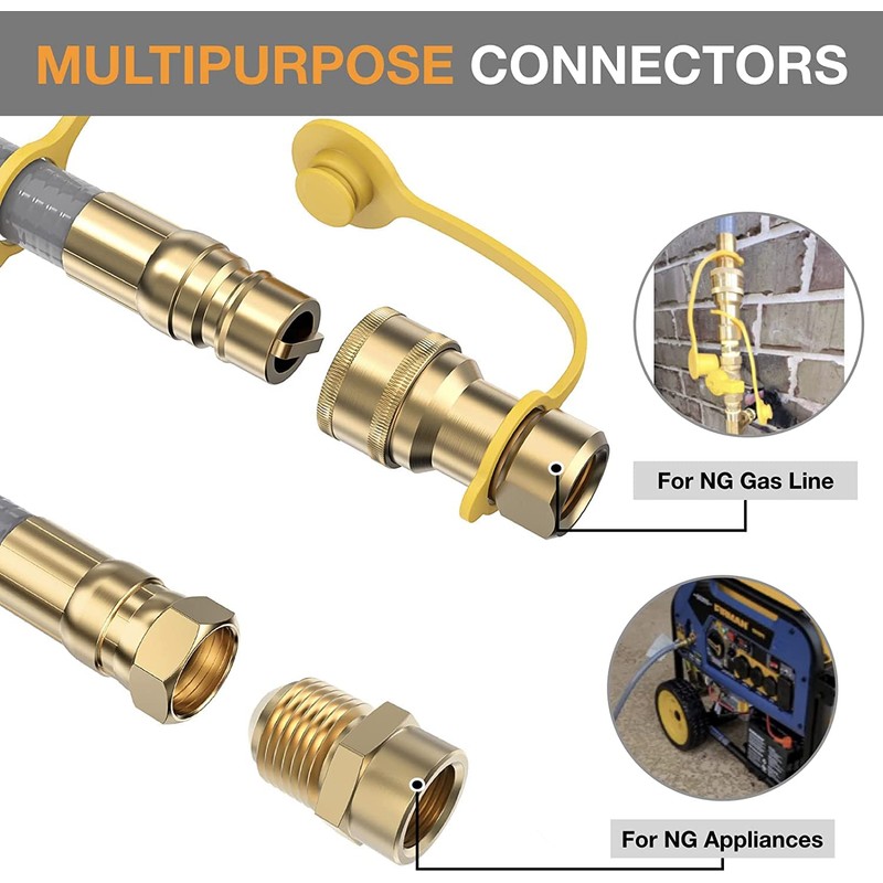 PatioGem 12FT 1/2 inch Natural Gas Hose with Quick Connect