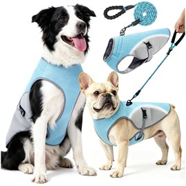 Lvkakmox Dog Cooling Vest with 6.5FT Leash, UPF50 Breathable Lightweight Heat Relief Vest for Small & Large Dogs, Hot Weather Summer Outdoor Walking Hiking