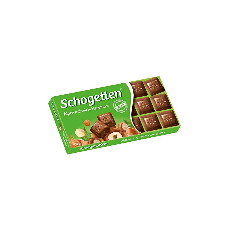Schogetten Alpine Milk Chocolate with Hazelnuts Bar Candy Original German