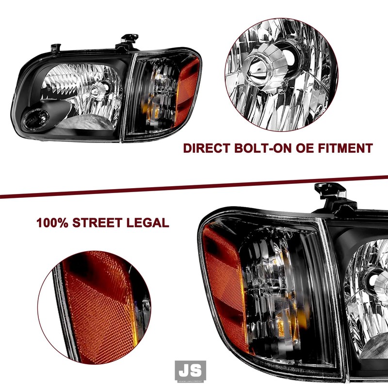 JSBOYAT Headlight Assembly for 2005-2006 Tundra Double/Crew Cab, 2005-2007 Sequoia