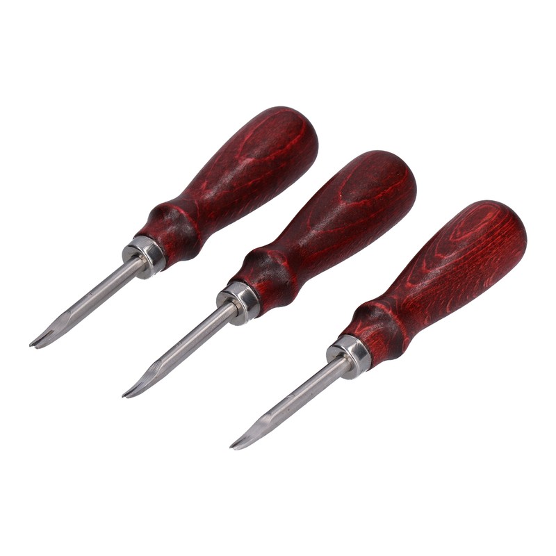 3pcs Leather Edger Sharp Professional Trimming Working Kit with Wooden