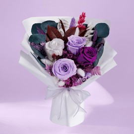 Flowers Gifts for Mom, Flower for Delivery, Preserved Roses Bouquets, Purple Roses, Birthday Gifts for Women, Mothers Day Flowers for Wife