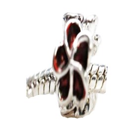 Sexy Sparkles Flower Enamel Design Charm Spacer Bead European Snake Chain Charm Bracelet European Compatible - Red